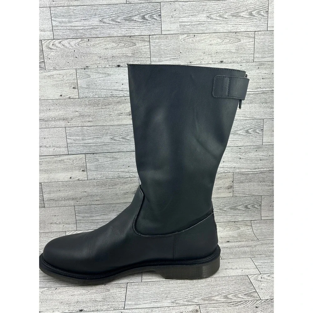 Dr. Martens‎ Samson Black Leather Pull On Mid Calf Boots Back Zipper Mens 12 US
